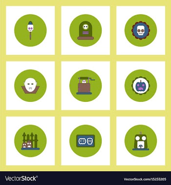 Collection of icons in flat style halloween party vector image