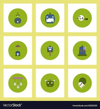 Collection of icons in flat style halloween party vector image