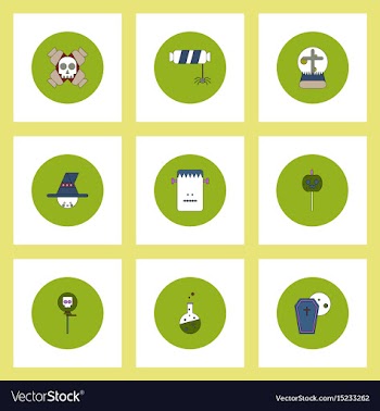 Collection of icons in flat style halloween party vector image