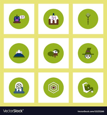 Collection of icons in flat style halloween party vector image
