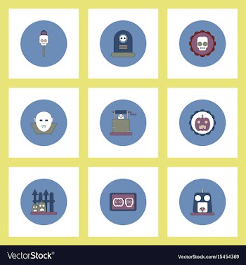 Collection of icons in flat style halloween party vector image
