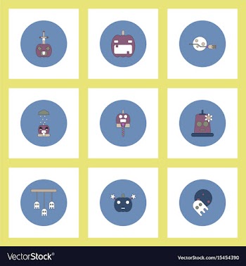 Collection of icons in flat style halloween party vector image