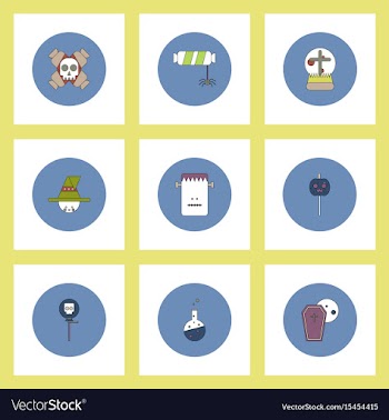 Collection of icons in flat style halloween party vector image