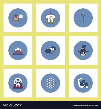 Collection of icons in flat style halloween party vector image