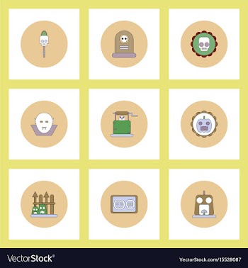 Collection of icons in flat style halloween party vector image