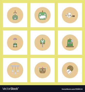 Collection of icons in flat style halloween party vector image