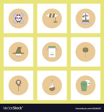 Collection of icons in flat style halloween party vector image