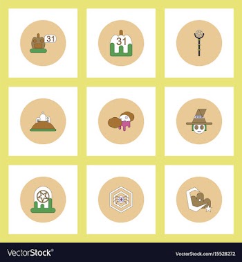 Collection of icons in flat style halloween party vector image