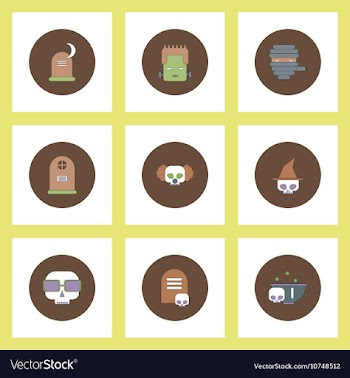 Collection of icons in flat style halloween stuff vector image