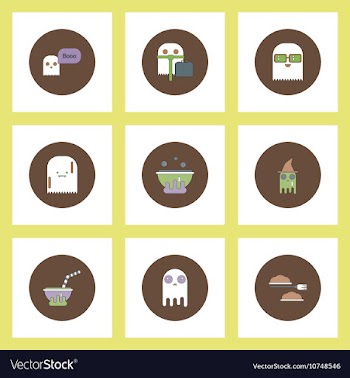 Collection of icons in flat style halloween stuff vector image