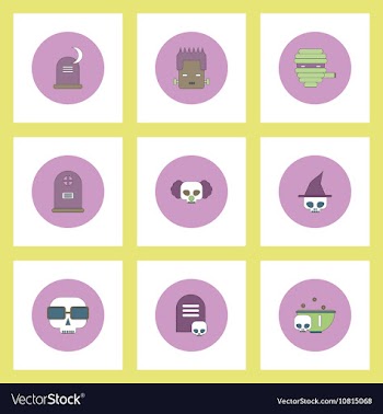 Collection of icons in flat style halloween stuff vector image