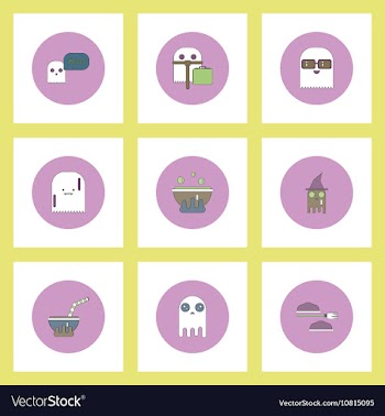 Collection of icons in flat style halloween stuff vector image