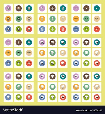 Collection of icons in flat style halloween stuff vector image