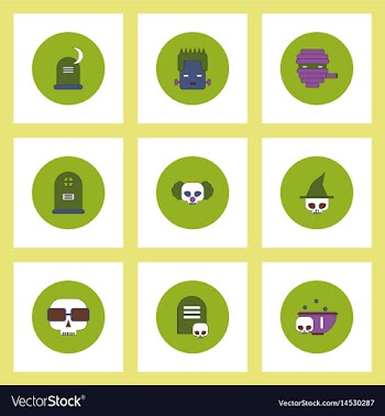 Collection of icons in flat style halloween stuff vector image