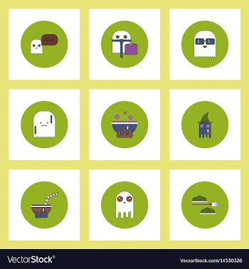 Collection of icons in flat style halloween stuff vector image