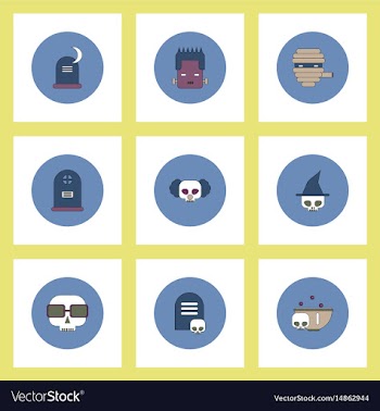 Collection of icons in flat style halloween stuff vector image