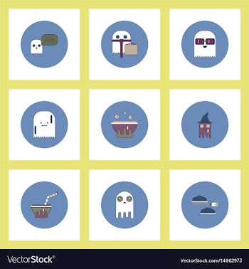Collection of icons in flat style halloween stuff vector image