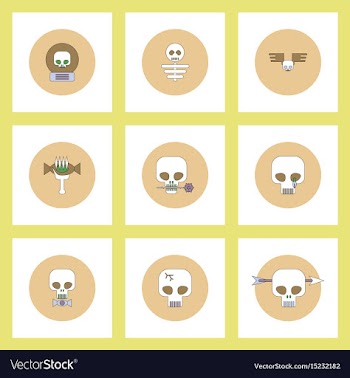 Collection of icons in flat style halloween stuff vector image