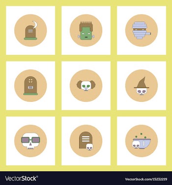 Collection of icons in flat style halloween stuff vector image
