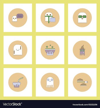 Collection of icons in flat style halloween stuff vector image