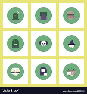 Collection of icons in flat style halloween stuff vector image