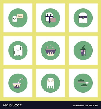 Collection of icons in flat style halloween stuff vector image