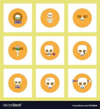 Collection of icons in flat style halloween stuff vector image
