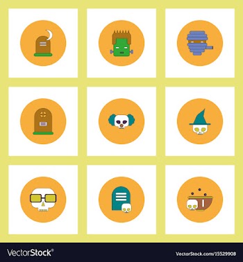 Collection of icons in flat style halloween stuff vector image
