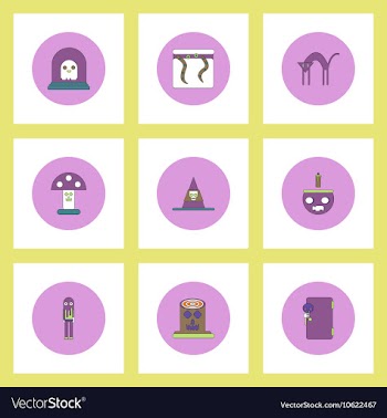 Collection of icons in flat style halloween theme vector image