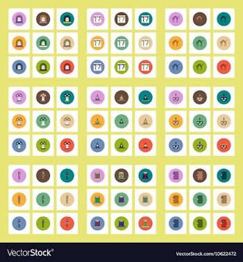 Collection of icons in flat style halloween theme vector image