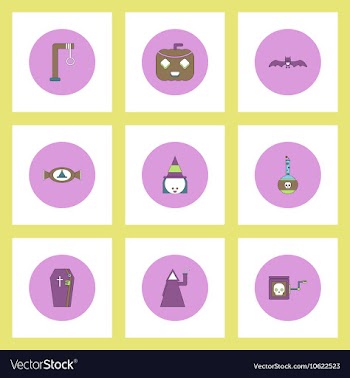 Collection of icons in flat style halloween theme vector image
