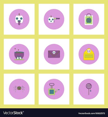 Collection of icons in flat style halloween theme vector image