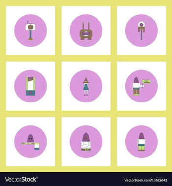 Collection of icons in flat style halloween theme vector image