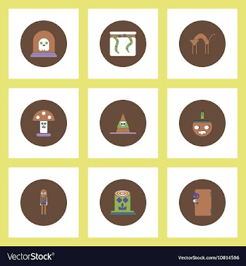 Collection of icons in flat style halloween theme vector image