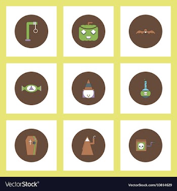 Collection of icons in flat style halloween theme vector image