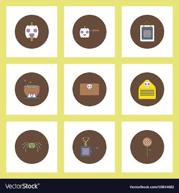 Collection of icons in flat style halloween theme vector image