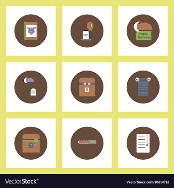 Collection of icons in flat style halloween theme vector image