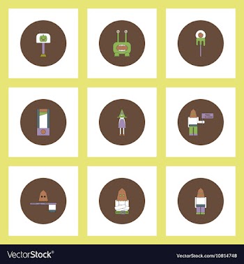 Collection of icons in flat style halloween theme vector image