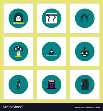 Collection of icons in flat style halloween theme vector image