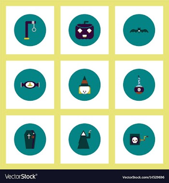 Collection of icons in flat style halloween theme vector image
