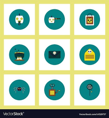 Collection of icons in flat style halloween theme vector image