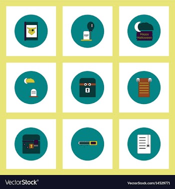 Collection of icons in flat style halloween theme vector image