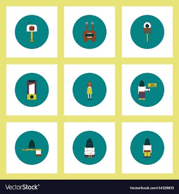 Collection of icons in flat style halloween theme vector image