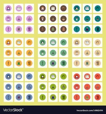 Collection of icons in flat style halloween theme vector image