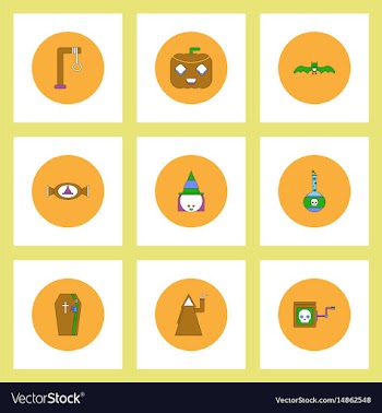 Collection of icons in flat style halloween theme vector image