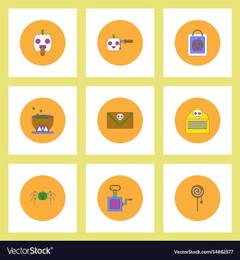 Collection of icons in flat style halloween theme vector image