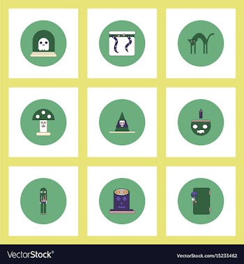 Collection of icons in flat style halloween theme vector image