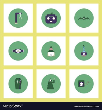 Collection of icons in flat style halloween theme vector image