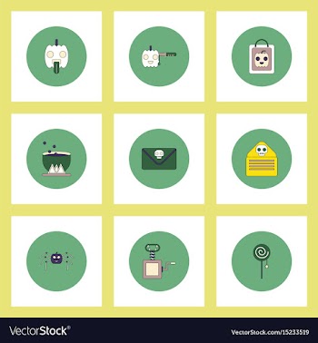 Collection of icons in flat style halloween theme vector image