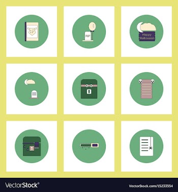 Collection of icons in flat style halloween theme vector image